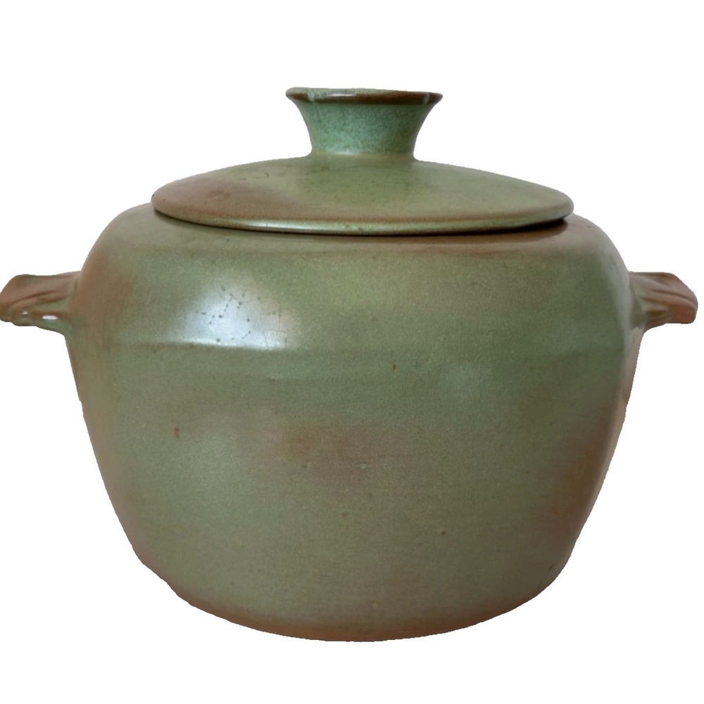 Frankoma SW Pottery Bean Pot Lid 5W Plainsman Prairie Green Vintage Casserole